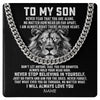 Cuban Link Chain Necklace Stainless Steel | 1 | Personalized To My Son Cuban Necklace From Mom Dad Mother Father Never Fear That You Are Alone Lion Son Birthday Christmas Customized Gift Box Message Card | teecentury