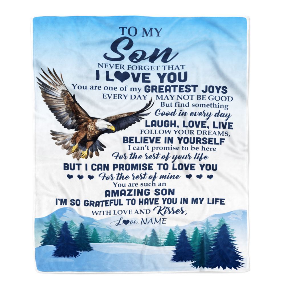 Personalized To My Son Eagle Blanket From Mom Dad Never Forget That I Love You Son Gift Birthday Graduation Christmas Customized Gift Fleece Throw Blanket | teecentury