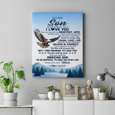 Personalized To My Son Eagle Canvas From Mom Dad Never Forget That I Love You Son Gift Birthday Graduation Christmas Custom Wall Art Print Framed Canvas | teecentury