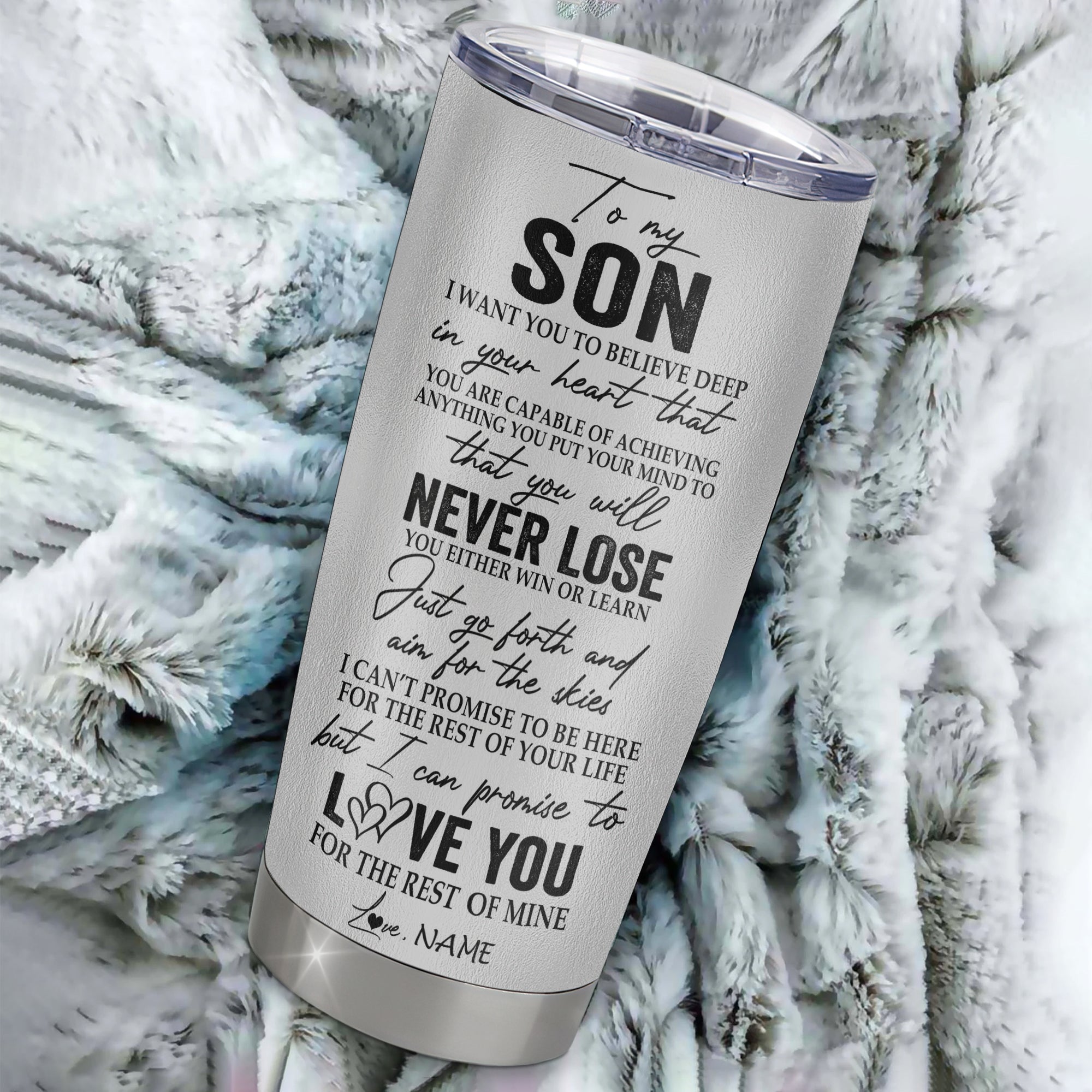 Personalized To My Son From Mom Dad Father Stainless Steel Tumbler Cup You Will Never Lose Wolf Son Birthday Graduation Christmas Travel Mug | teecentury