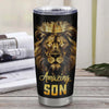 Personalized To My Son From Mom Dad Mother Father Stainless Steel Tumbler Cup Never Forget I Love You Lion Son Birthday Graduation Christmas Travel Mug | teecentury