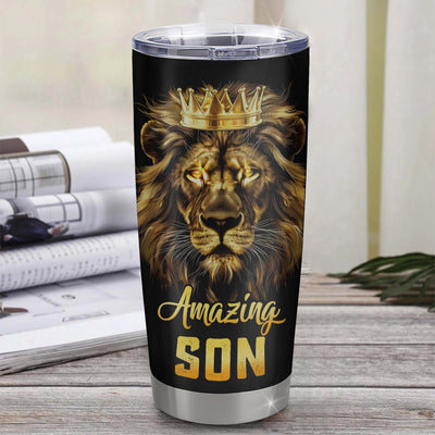 Personalized To My Son From Mom Dad Mother Father Stainless Steel Tumbler Cup Never Forget I Love You Lion Son Birthday Graduation Christmas Travel Mug | teecentury