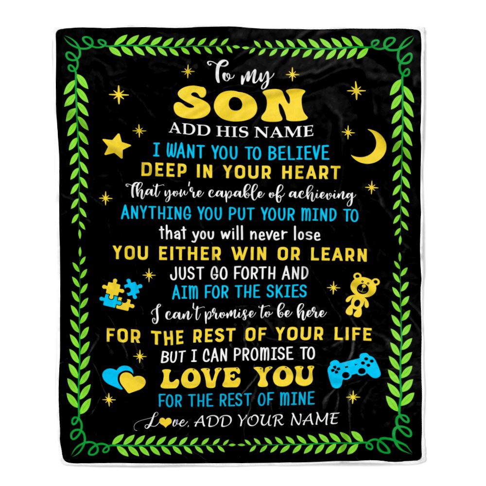 Personalized To My Son Gift Blanket From Mom Dad Mother Father Letter Sleep Cute Son Birthday Idea Graduation Christmas Customized Fleece Throw Blanket | teecentury