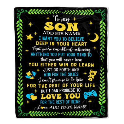 Personalized To My Son Gift Blanket From Mom Dad Mother Father Letter Sleep Cute Son Birthday Idea Graduation Christmas Customized Fleece Throw Blanket | teecentury