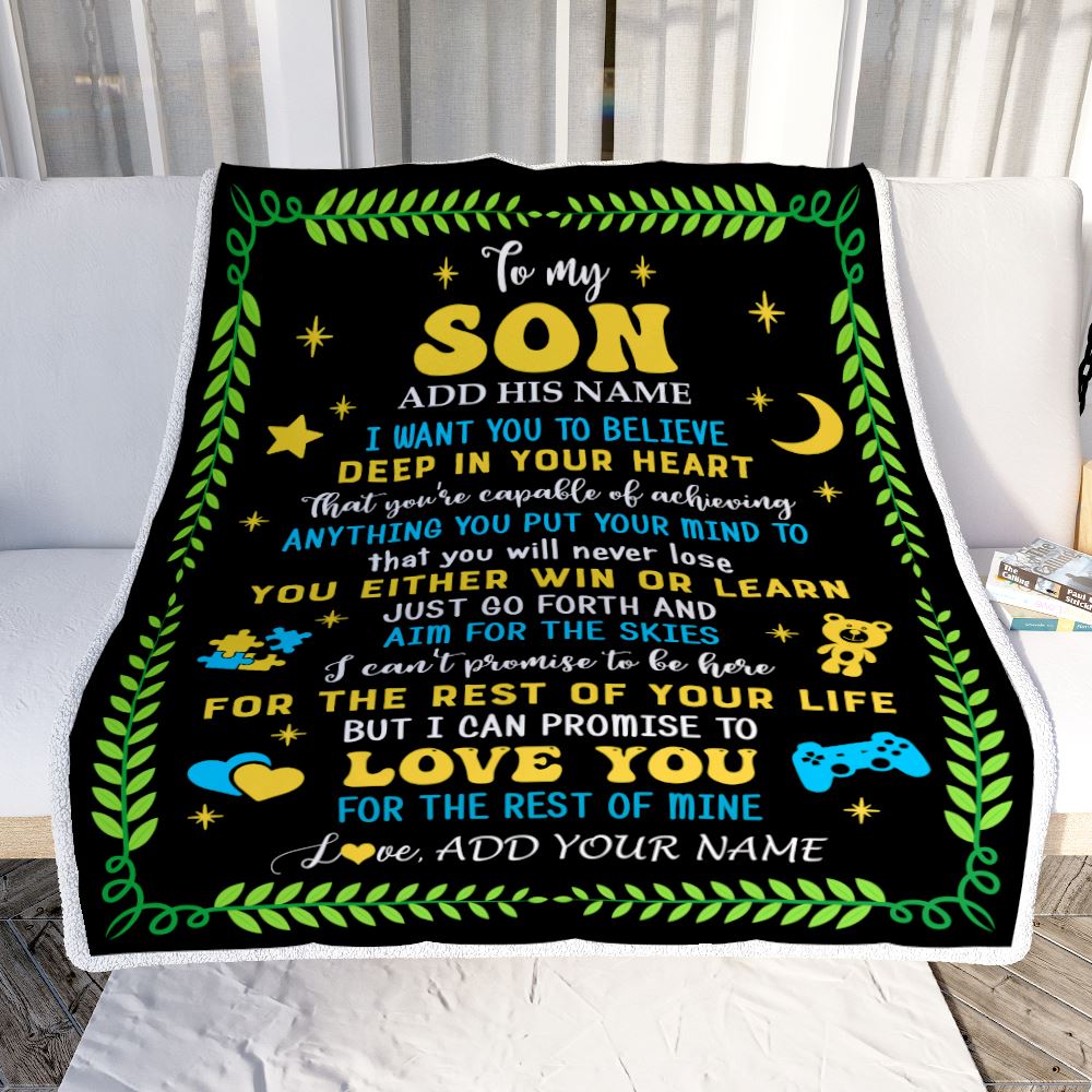 Personalized To My Son Gift Blanket From Mom Dad Mother Father Letter Sleep Cute Son Birthday Idea Graduation Christmas Customized Fleece Throw Blanket | teecentury