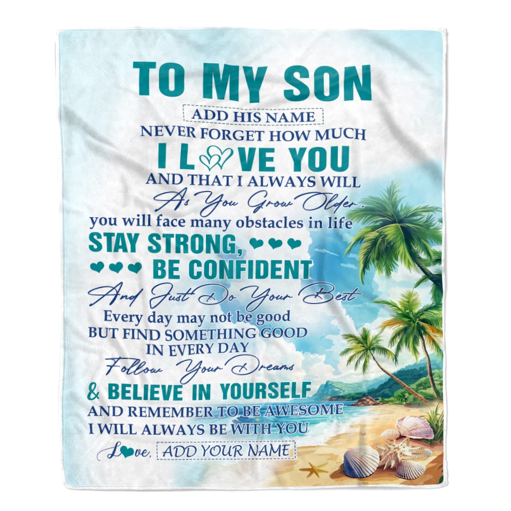 Personalized To My Son Gifts Blanket Beach I Love You Forever From Mom Dad Son Birthday Gifts Christmas Thanksgiving Graduation Customized Fleece Blanket | teecentury
