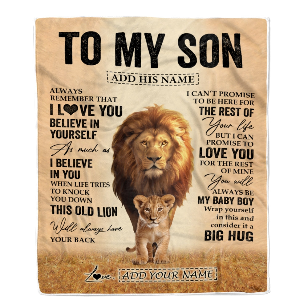 Personalized To My Son Gifts Blanket From Dad Father Always Remember Lion Gifts For Son Birthday Graduation Christmas Customized Fleece Throw Blanket | teecentury