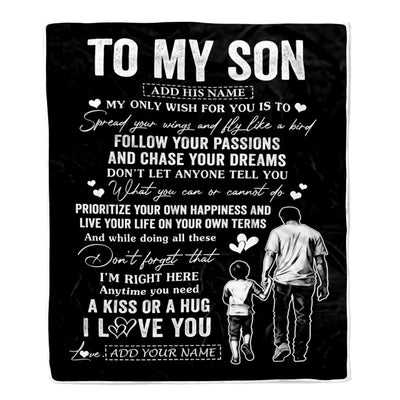 Personalized To My Son Gifts Blanket From Dad Father My Only Wish For You Son Birthday Gifts Graduation Christmas Customized Fleece Throw Blanket | teecentury