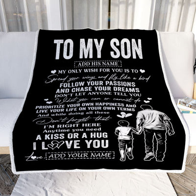 Personalized To My Son Gifts Blanket From Dad Father My Only Wish For You Son Birthday Gifts Graduation Christmas Customized Fleece Throw Blanket | teecentury