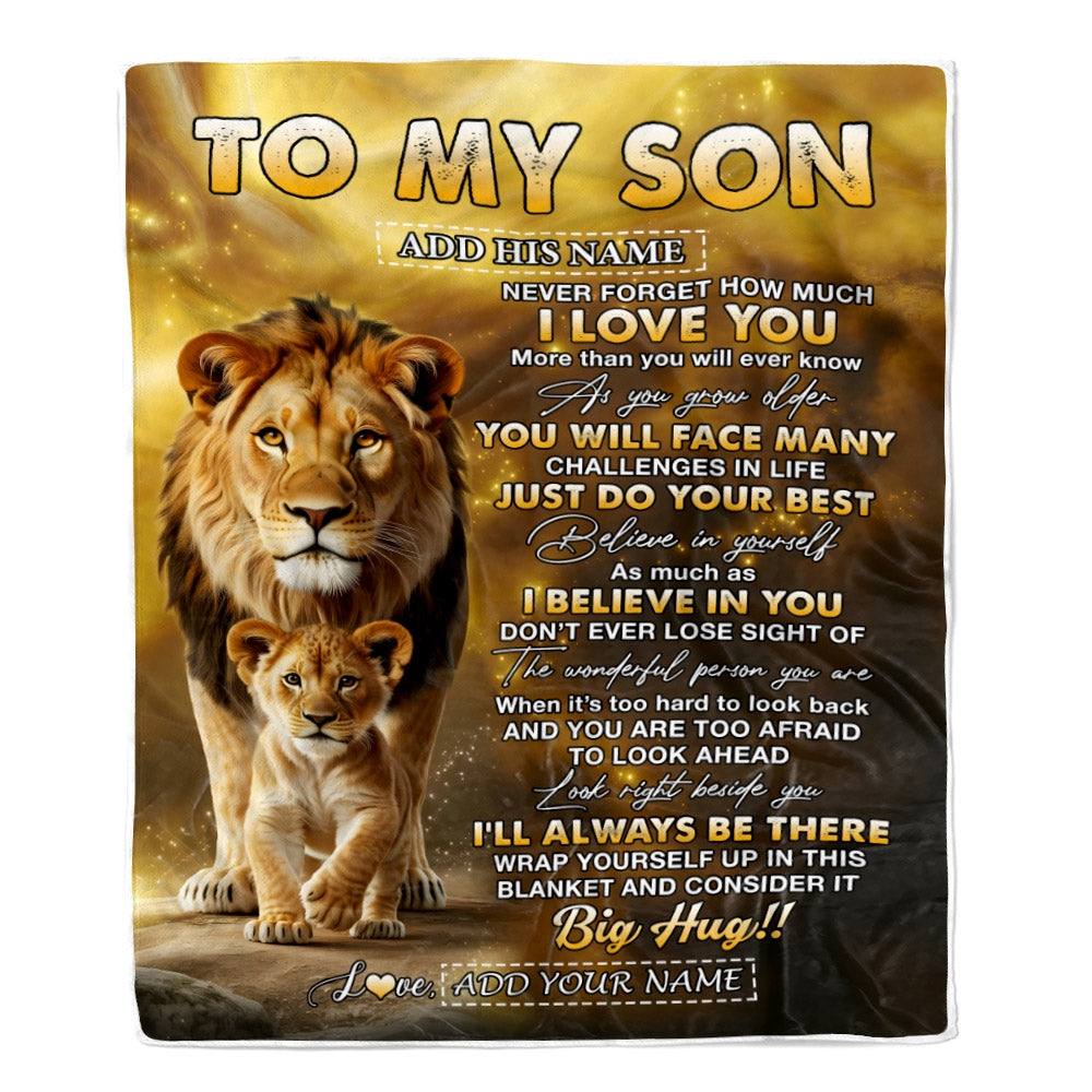 Personalized To My Son Gifts Blanket From Dad Father Never Forget How Much I Love You Lion Daughter Birthday Gifts Christmas Customized Fleece Blanket | teecentury