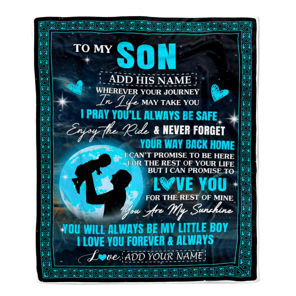 Personalized To My Son Gifts Blanket From Dad Father Promise To Love You Gifts For Son Birthday Graduation Christmas Custom Fleece Throw Blanket | teecentury