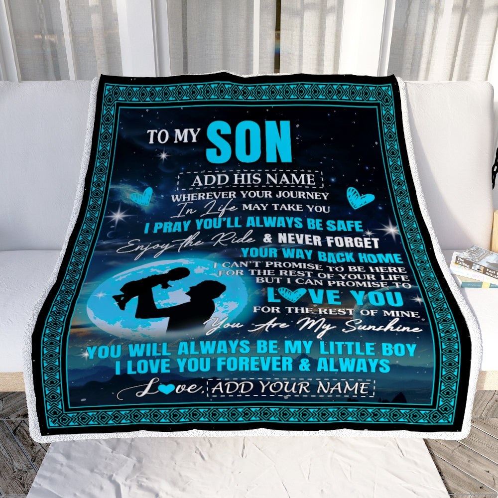 Personalized To My Son Gifts Blanket From Dad Father Promise To Love You Gifts For Son Birthday Graduation Christmas Custom Fleece Throw Blanket | teecentury