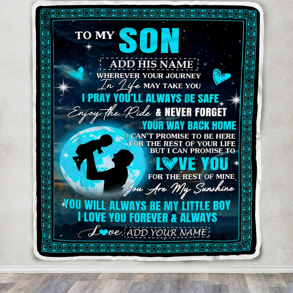 Personalized To My Son Gifts Blanket From Dad Father Promise To Love You Gifts For Son Birthday Graduation Christmas Custom Fleece Throw Blanket | teecentury