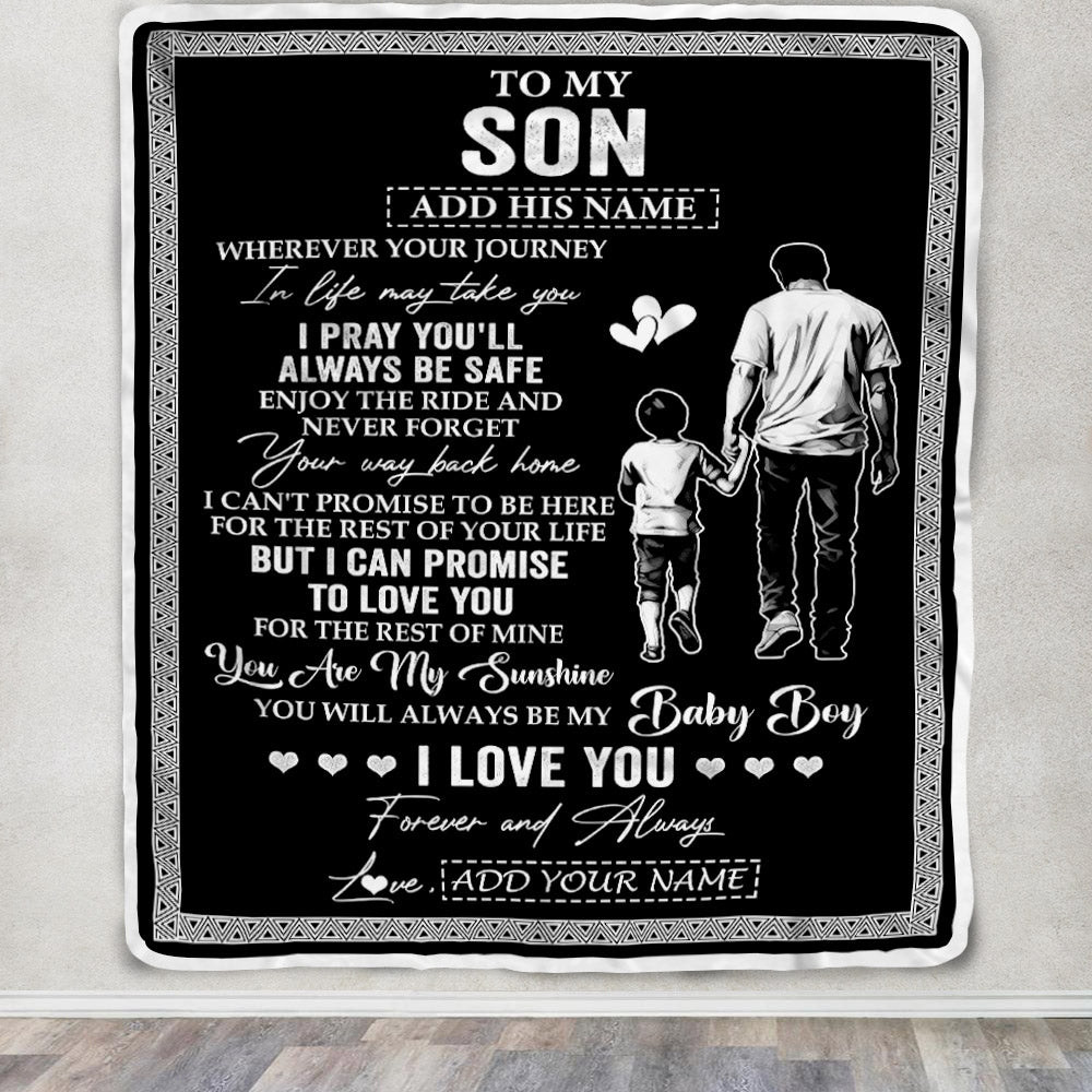 Personalized To My Son Gifts Blanket From Dad Father Wherever Your Journey In Life Father Daughter Birthday Gifts Christmas Customized Fleece Blanket | teecentury