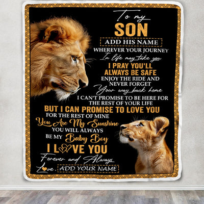 Personalized To My Son Gifts Blanket From Dad Father Wherever Your Journey In Life Lion Daughter Birthday Gifts Christmas Customized Fleece Blanket | teecentury