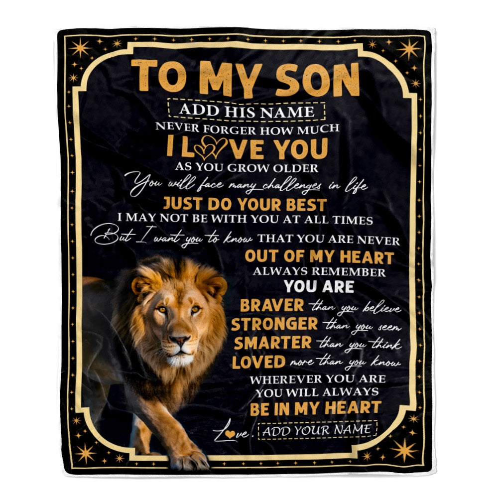 Personalized To My Son Gifts Blanket From Mom Dad Mother Father Inspirational I Love You Lion Son Birthday Gifts Graduation Christmas Custom Fleece Blanket | teecentury