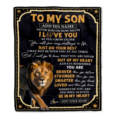 Personalized To My Son Gifts Blanket From Mom Dad Mother Father Inspirational I Love You Lion Son Birthday Gifts Graduation Christmas Custom Fleece Blanket | teecentury
