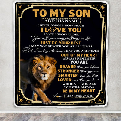 Personalized To My Son Gifts Blanket From Mom Dad Mother Father Inspirational I Love You Lion Son Birthday Gifts Graduation Christmas Custom Fleece Blanket | teecentury