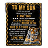 Personalized To My Son Gifts Blanket From Mom Dad Mother Father This Old Tiger Love You Son Birthday Gifts Graduation Christmas Customized Fleece Blanket | teecentury
