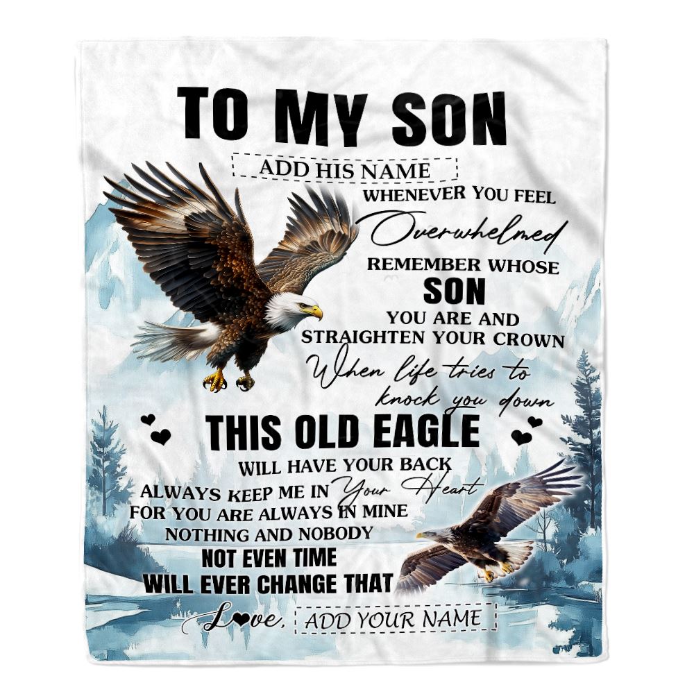 Personalized To My Son Gifts Blanket From Mom Dad Mother Father Whenever Eagle Unique Birthday Gifts For Son Graduation Christmas Custom Fleece Throw Blanket | teecentury