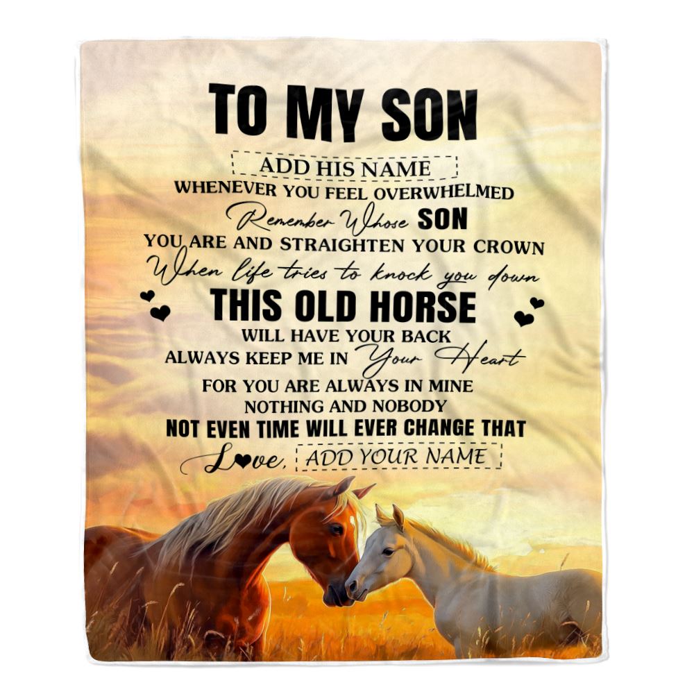 Personalized To My Son Gifts Blanket From Mom Dad Mother Father Whenever Horse Unique Birthday Gifts For Son Graduation Christmas Custom Fleece Throw Blanket | teecentury