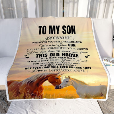 Personalized To My Son Gifts Blanket From Mom Dad Mother Father Whenever Horse Unique Birthday Gifts For Son Graduation Christmas Custom Fleece Throw Blanket | teecentury