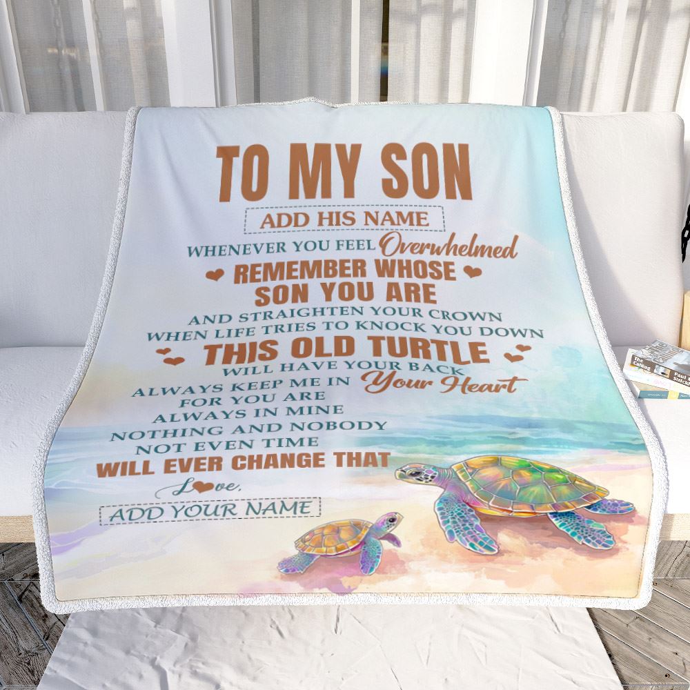 Personalized To My Son Gifts Blanket From Mom Dad Mother Father Whenever Turtle Unique Birthday Gifts For Son Graduation Christmas Custom Fleece Throw Blanket | teecentury