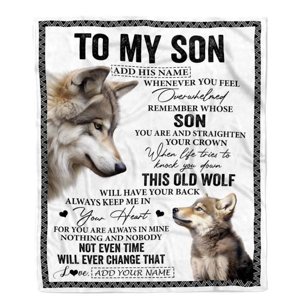 Personalized To My Son Gifts Blanket From Mom Dad Mother Father Whenever Wolf Unique Birthday Gifts For Son Graduation Christmas Custom Fleece Throw Blanket | teecentury