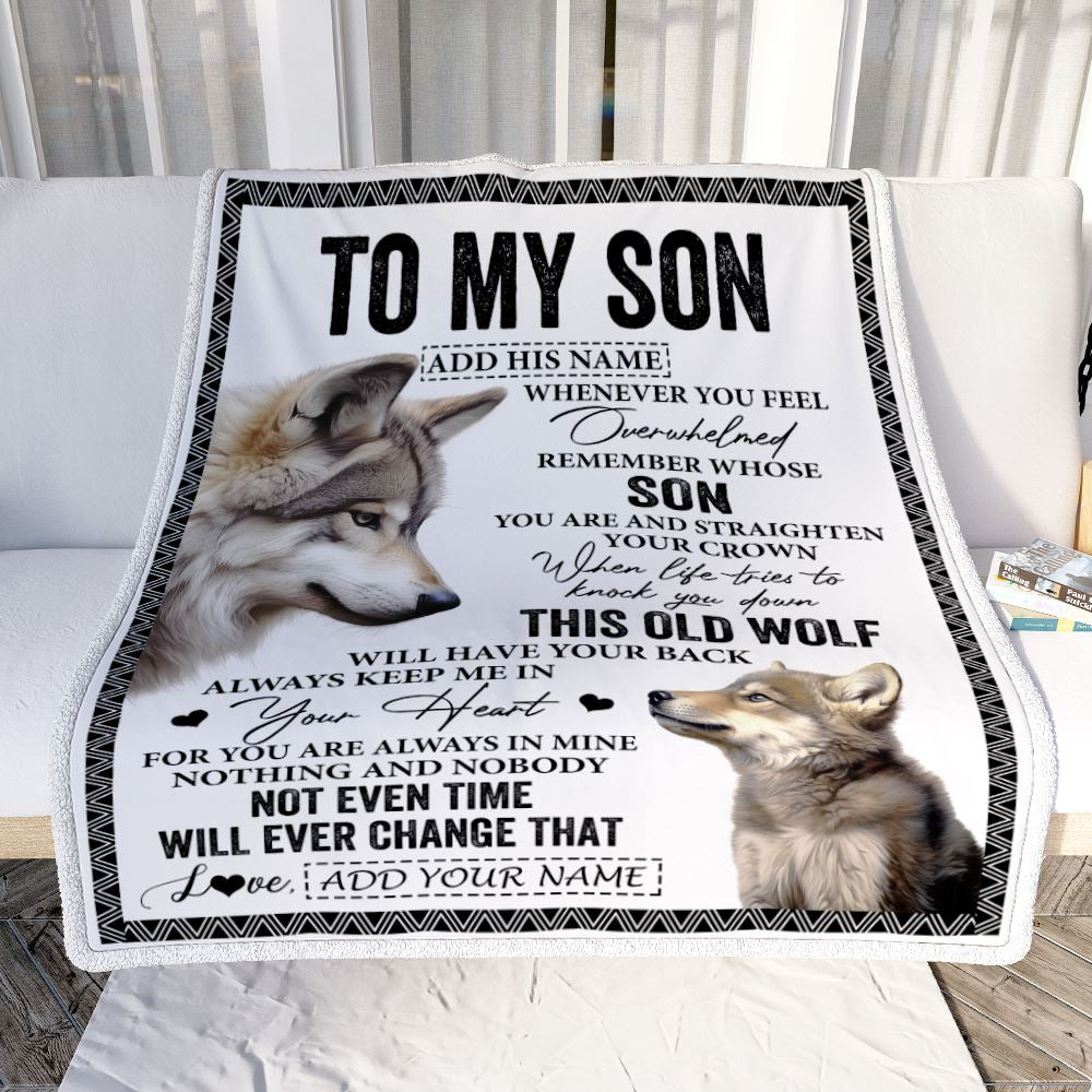 Personalized To My Son Gifts Blanket From Mom Dad Mother Father Whenever Wolf Unique Birthday Gifts For Son Graduation Christmas Custom Fleece Throw Blanket | teecentury