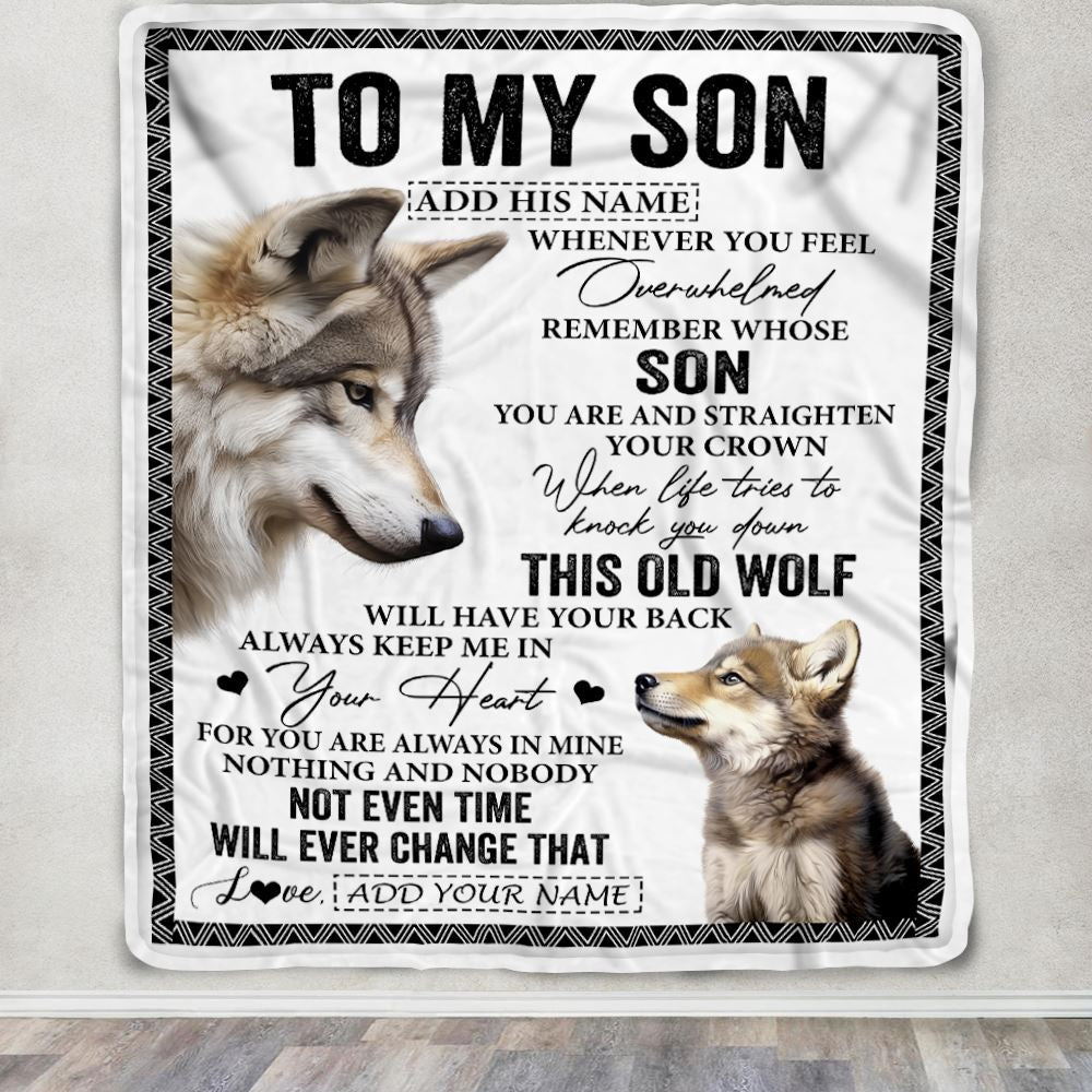 Personalized To My Son Gifts Blanket From Mom Dad Mother Father Whenever Wolf Unique Birthday Gifts For Son Graduation Christmas Custom Fleece Throw Blanket | teecentury