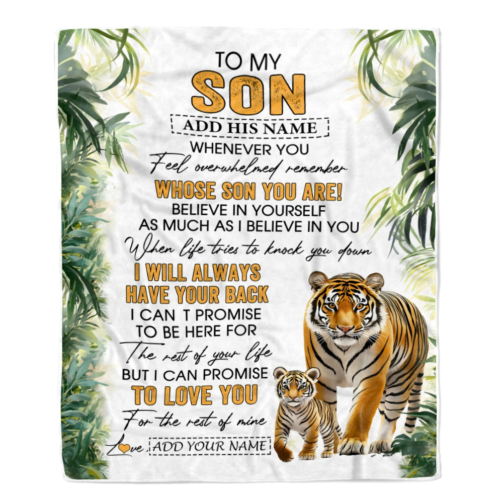 Personalized To My Son Gifts Blanket From Mom Dad Mother Father Whenever You Feel Tiger Son Birthday Gifts Graduation Christmas Customized Fleece Blanket | teecentury