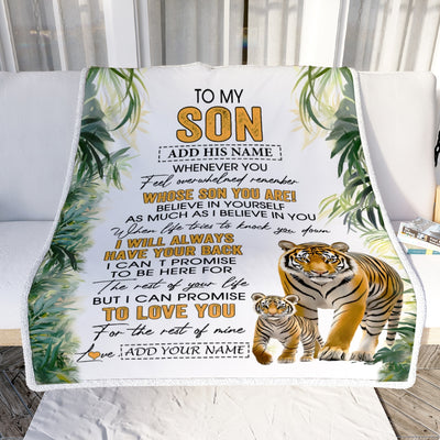 Personalized To My Son Gifts Blanket From Mom Dad Mother Father Whenever You Feel Tiger Son Birthday Gifts Graduation Christmas Customized Fleece Blanket | teecentury