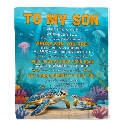 Personalized To My Son Gifts Blanket From Mom Dad Mother Father Whenever You Feel Turtle Son Birthday Gifts Graduation Christmas Customized Fleece Blanket | teecentury