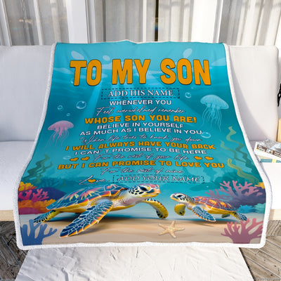 Personalized To My Son Gifts Blanket From Mom Dad Mother Father Whenever You Feel Turtle Son Birthday Gifts Graduation Christmas Customized Fleece Blanket | teecentury