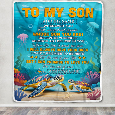 Personalized To My Son Gifts Blanket From Mom Dad Mother Father Whenever You Feel Turtle Son Birthday Gifts Graduation Christmas Customized Fleece Blanket | teecentury