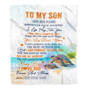 Personalized To My Son Gifts Blanket From Mom Dad Mother Wherever Your Journey In Life Turtle Son Birthday Gifts Graduation Customized Fleece Throw Blanket | teecentury