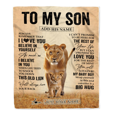 Personalized To My Son Gifts Blanket From Mom Mother Always Remember Lion Gifts For Son Birthday Graduation Christmas Customized Fleece Throw Blanket | teecentury