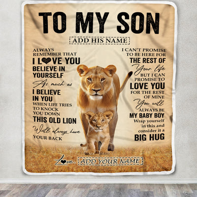 Personalized To My Son Gifts Blanket From Mom Mother Always Remember Lion Gifts For Son Birthday Graduation Christmas Customized Fleece Throw Blanket | teecentury