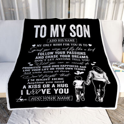 Personalized To My Son Gifts Blanket From Mom Mother My Only Wish For You Son Birthday Gifts Graduation Christmas Customized Fleece Throw Blanket | teecentury