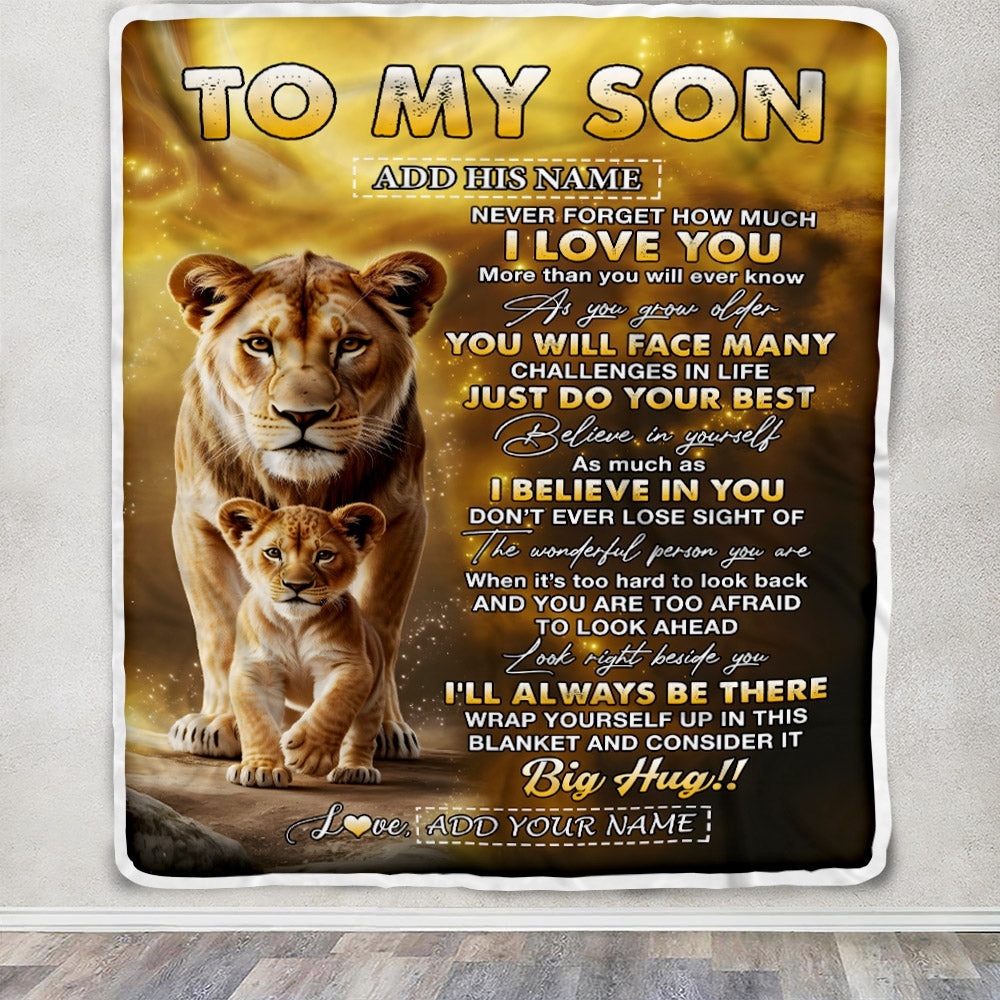 Personalized To My Son Gifts Blanket From Mom Mother Never Forget How Much I Love You Lion Daughter Birthday Gifts Christmas Customized Fleece Throw Blanket | teecentury