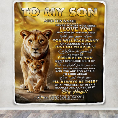 Personalized To My Son Gifts Blanket From Mom Mother Never Forget How Much I Love You Lion Daughter Birthday Gifts Christmas Customized Fleece Throw Blanket | teecentury