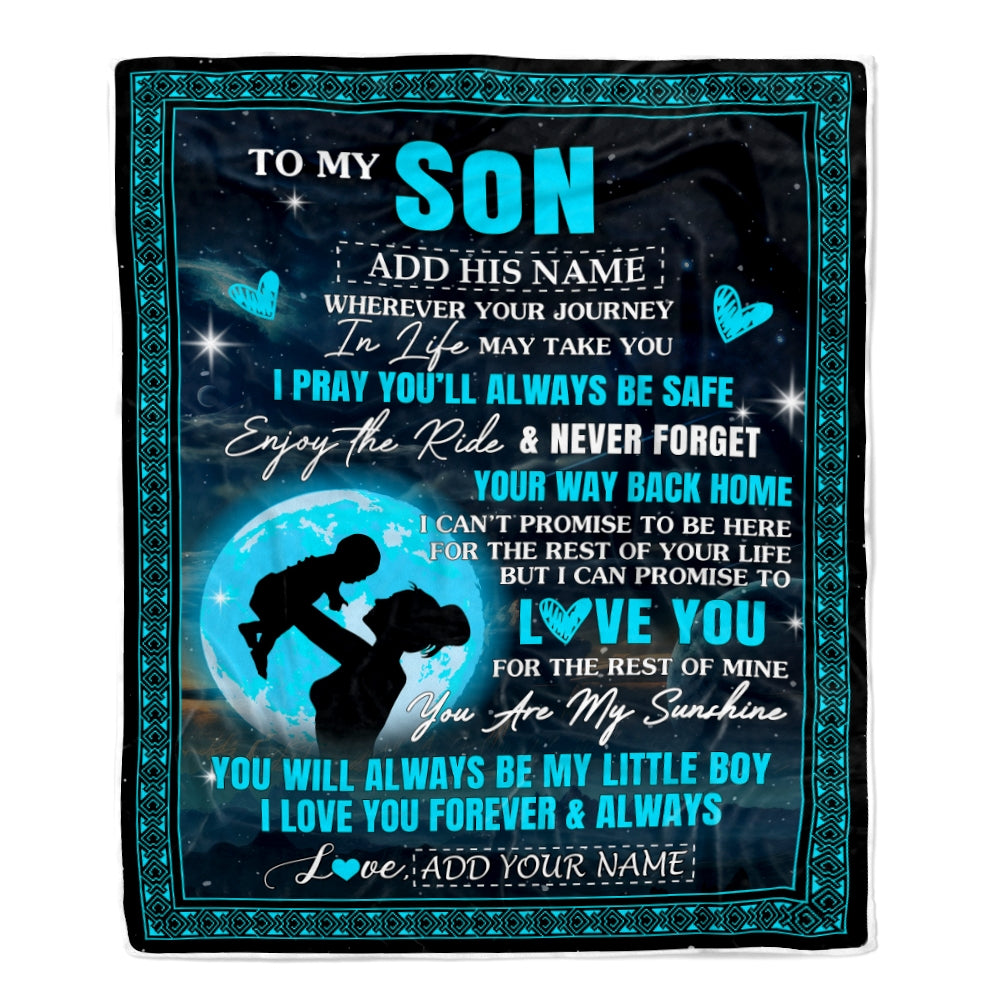 Personalized To My Son Gifts Blanket From Mom Mother Promise To Love You Gifts For Son Birthday Graduation Christmas Custom Fleece Throw Blanket | teecentury