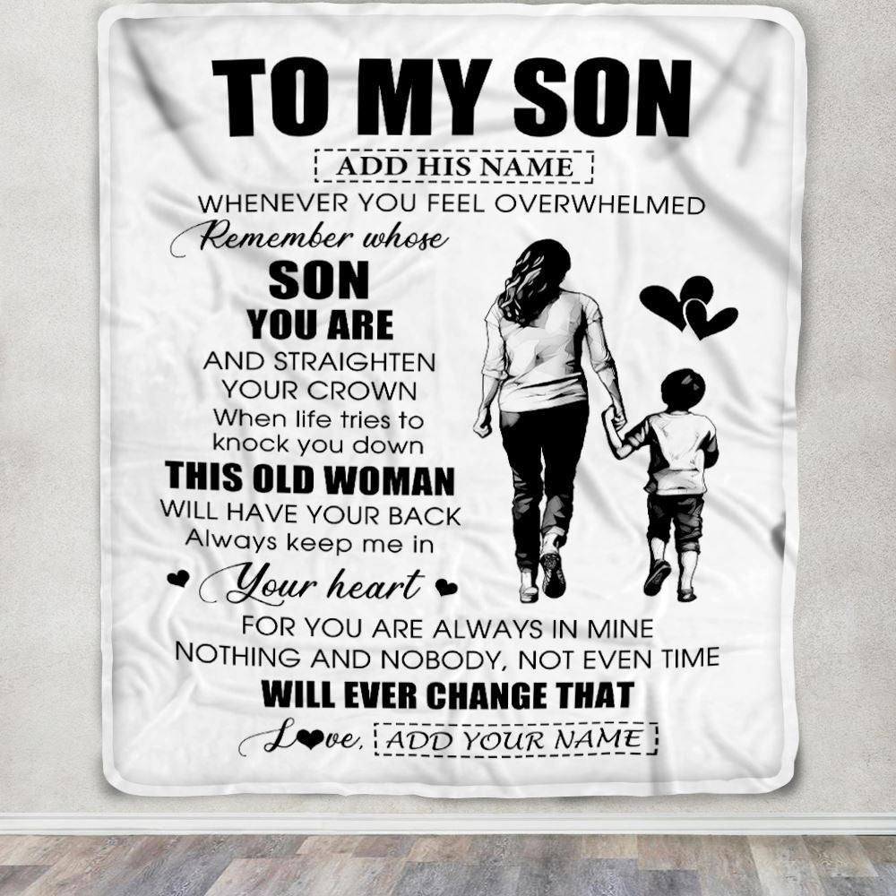Personalized To My Son Gifts Blanket From Mom Mother Whenever Woman Unique Birthday Gifts For Son Graduation Christmas Custom Fleece Throw Blanket | teecentury