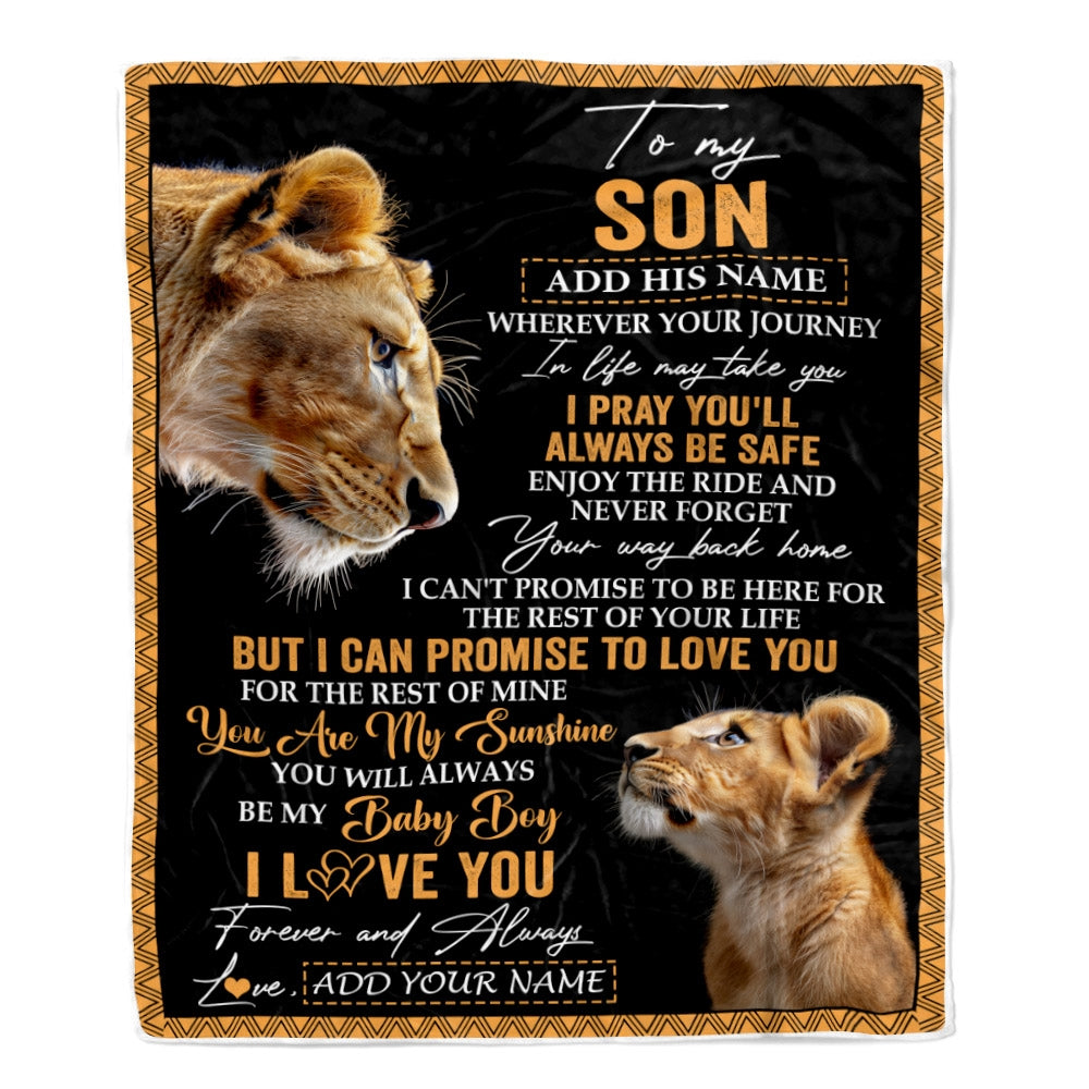 Personalized To My Son Gifts Blanket From Mom Mother Wherever Your Journey In Life Lion Daughter Birthday Gifts Christmas Customized Fleece Throw Blanket | teecentury