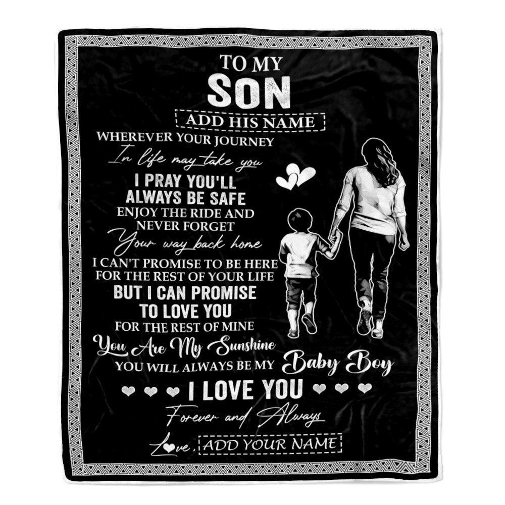 Personalized To My Son Gifts Blanket From Mom Mother Wherever Your Journey In Life Mother Daughter Birthday Gifts Christmas Customized Fleece Throw Blanket | teecentury