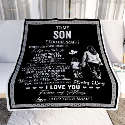 Personalized To My Son Gifts Blanket From Mom Mother Wherever Your Journey In Life Mother Daughter Birthday Gifts Christmas Customized Fleece Throw Blanket | teecentury