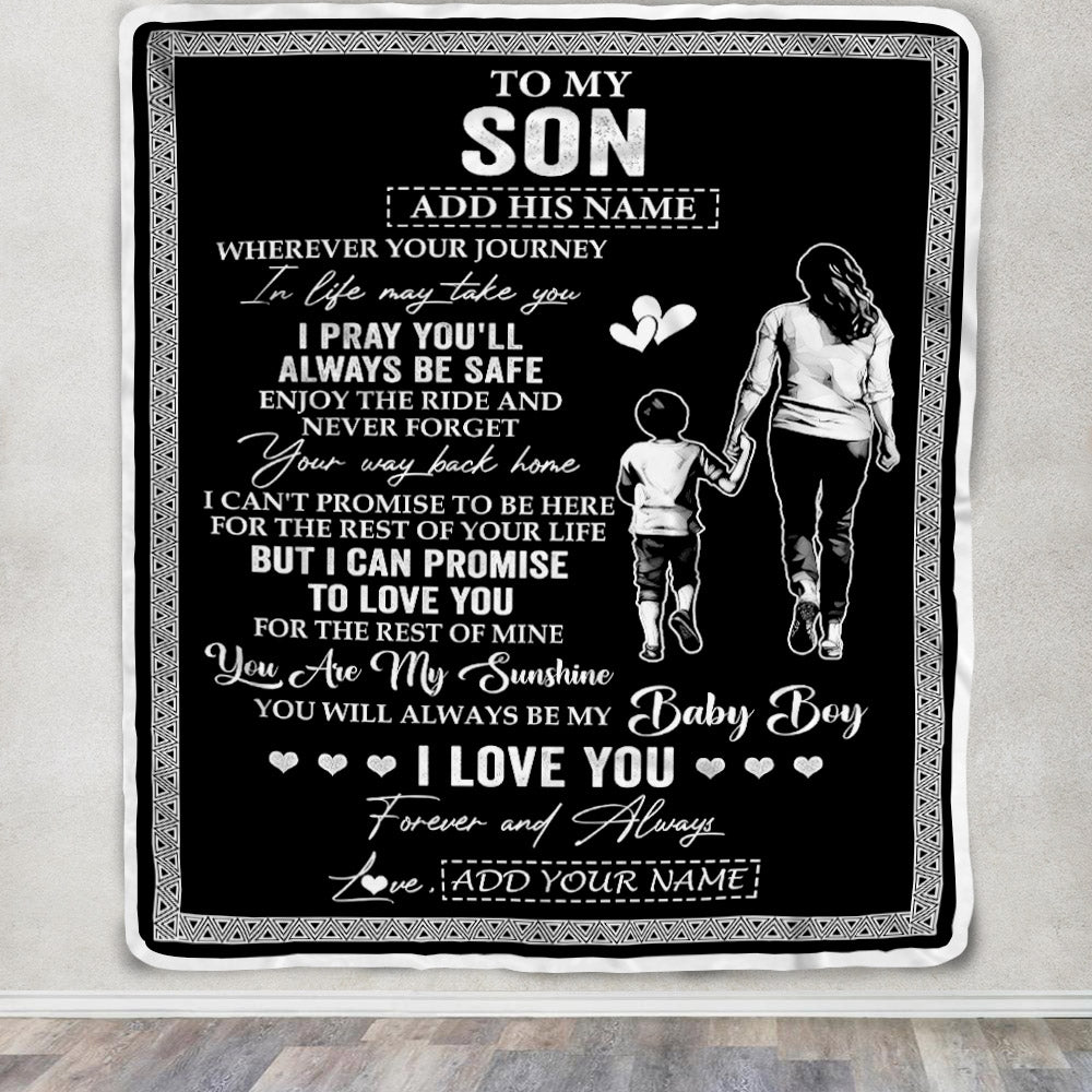 Personalized To My Son Gifts Blanket From Mom Mother Wherever Your Journey In Life Mother Daughter Birthday Gifts Christmas Customized Fleece Throw Blanket | teecentury