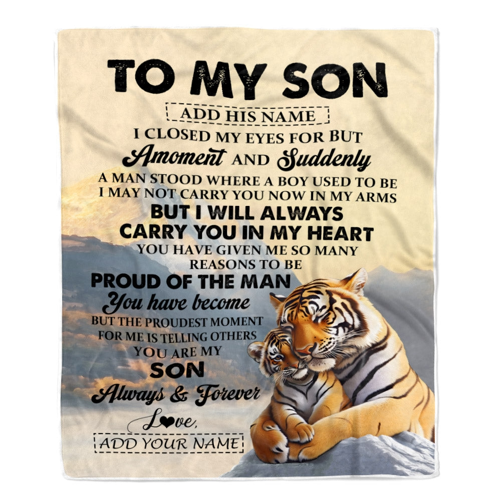 Personalized To My Son Gifts Blanket Tiger From Mom Dad Mother Father You Are My Son Birthday Gifts Graduation Christmas Custom Fleece Throw Blanket | teecentury