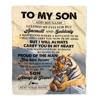 Personalized To My Son Gifts Blanket Tiger From Mom Dad Mother Father You Are My Son Birthday Gifts Graduation Christmas Custom Fleece Throw Blanket | teecentury