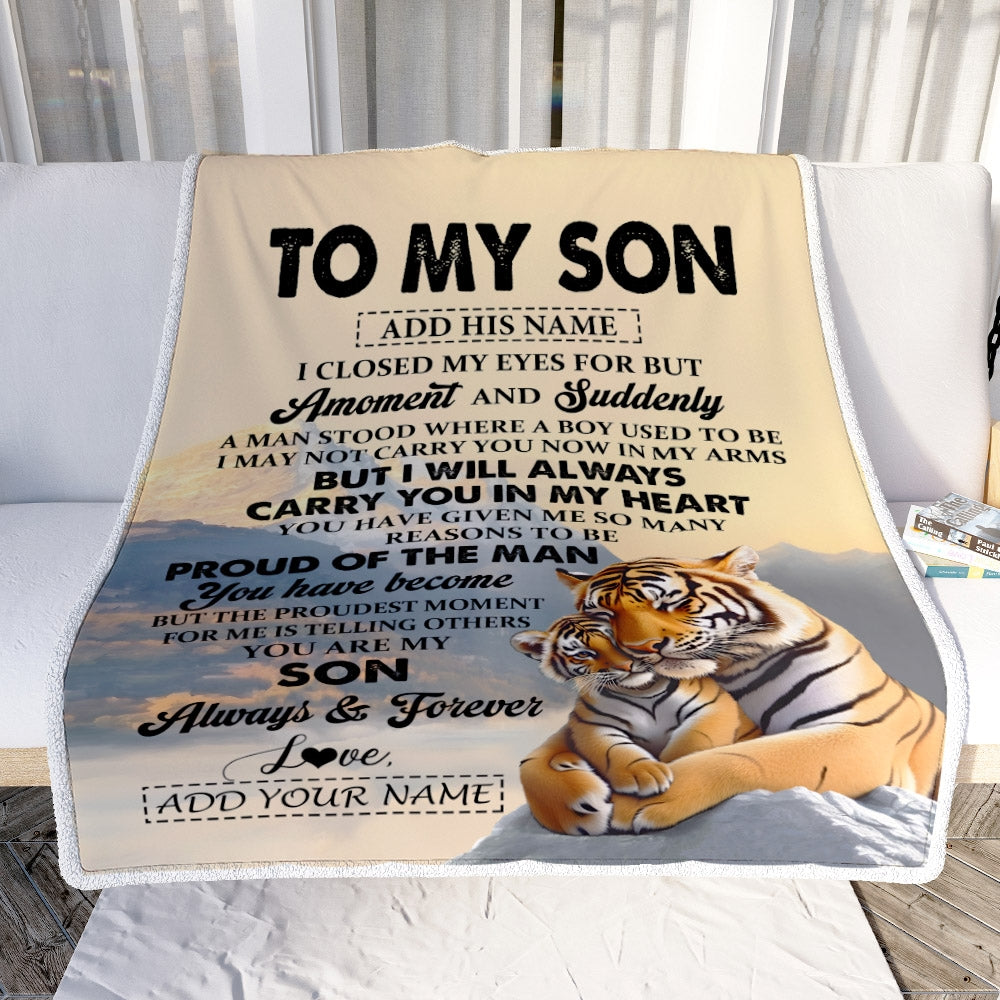 Personalized To My Son Gifts Blanket Tiger From Mom Dad Mother Father You Are My Son Birthday Gifts Graduation Christmas Custom Fleece Throw Blanket | teecentury